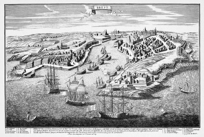 Perspektivní pohled na město Brest z přístavu v sedmnáctém století od Francois-Antoine Aveline